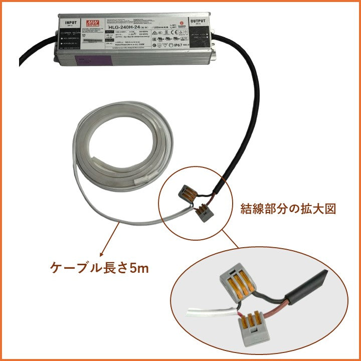 【オーダーセット商品】サウナ用テープライト 拡散タイプ 2700K ケーブル5m付き